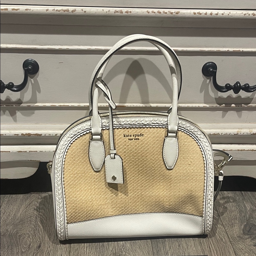 Kate Spade Tan and White Satchel
